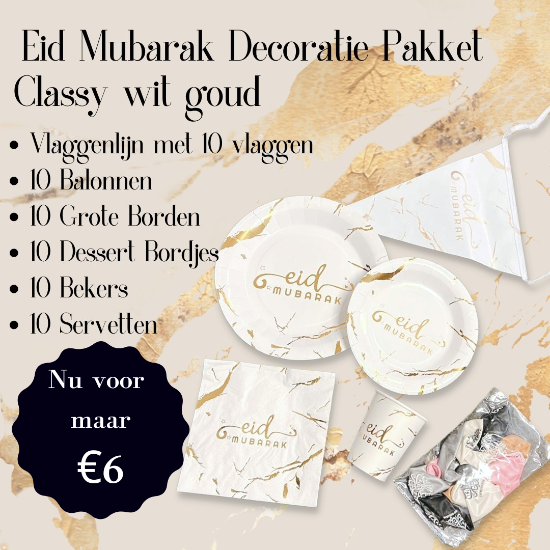 Eid Mubarak Decoratie Pakket Classy Wit Goud