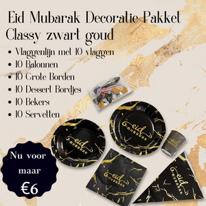 Eid Mubarak Decoratie Pakket Classy Zwart Goud